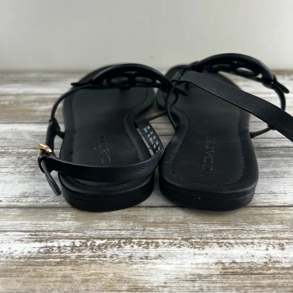 Coach Jaci Logo Leather Sandals - Picture 5 of 13
